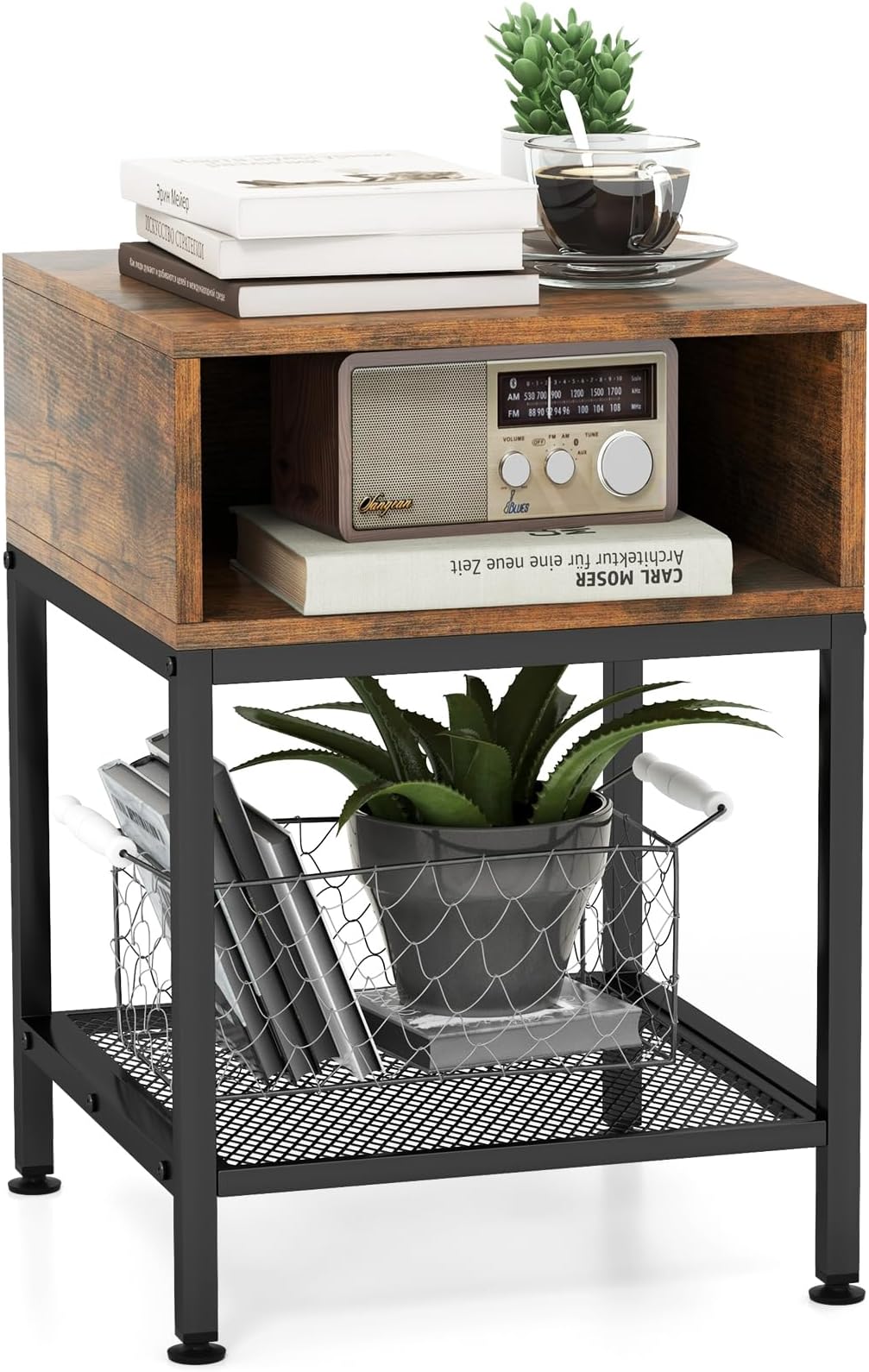 MEUBLE COSY TABLE D'Appoint Ronde Bouts De Canapé Design à 2 Niveaux Guéridon Sc EUR 78,99