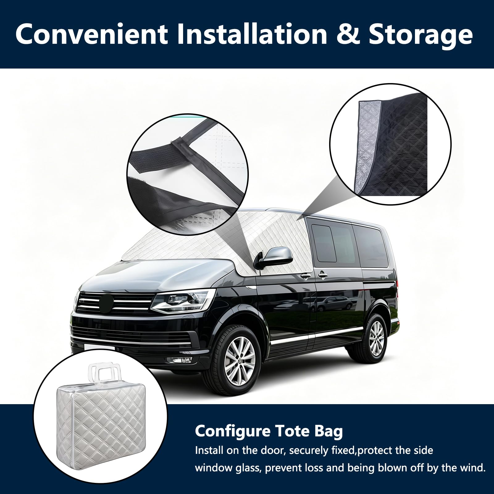 Sonnenschutz Auto Frontscheibe außen für VW T5, Windschutzscheibe Abdeckung Sommer, Sonnenblende Faltbar mit Aufbewahrungstasche