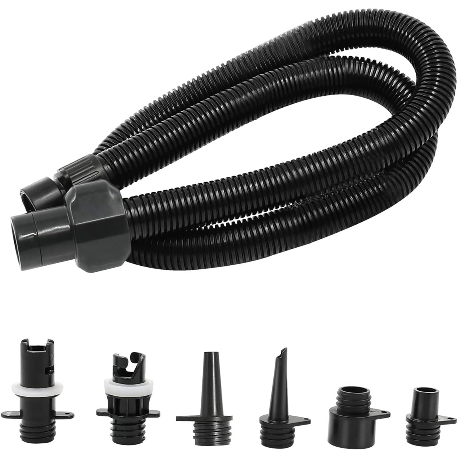インフレータブルポンプエアホースキット 6 ノズル付き 16/20PSI SUP 電動エアポンプ スタンドアップパドルボードポンプアクセサリーアダプター インフレータブルボート、ラフト、インフレータブルテント、ウォータースポーツプール、カヤック用