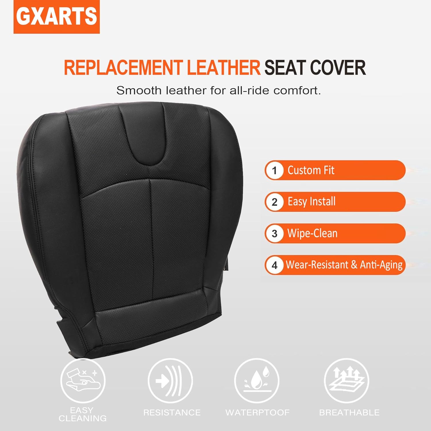 GXARTS Driver Side Bottom Lower Replacement Perforated Leather Seat Cover Black #G Compatible with Infiniti G37 2008 2009 2010 2011 2013