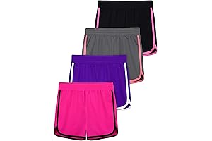 4 Pack Girls Summer Shorts Youth Athletic Quick Dry Active Dance Yoga Shorts