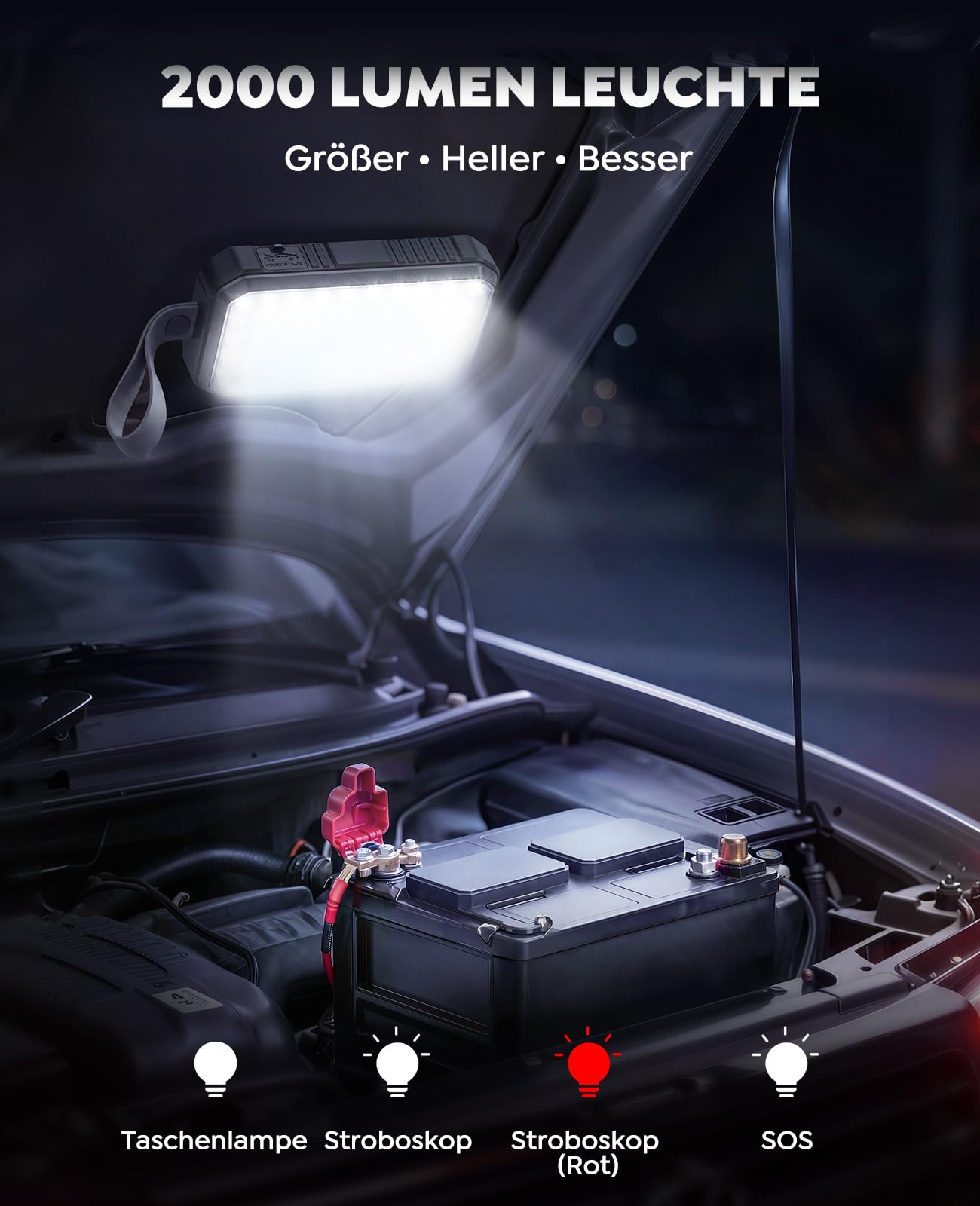 TREKURE Starthilfe Powerbank für PKW 7000A, Auto Starthilfe Powerbank für bis zu 9L Benzin & 6,5L Diesel, Starter Powerbank mit Zwangsstart, Magnetische Frontfläche, 4-in-1 LED Arbeitslicht