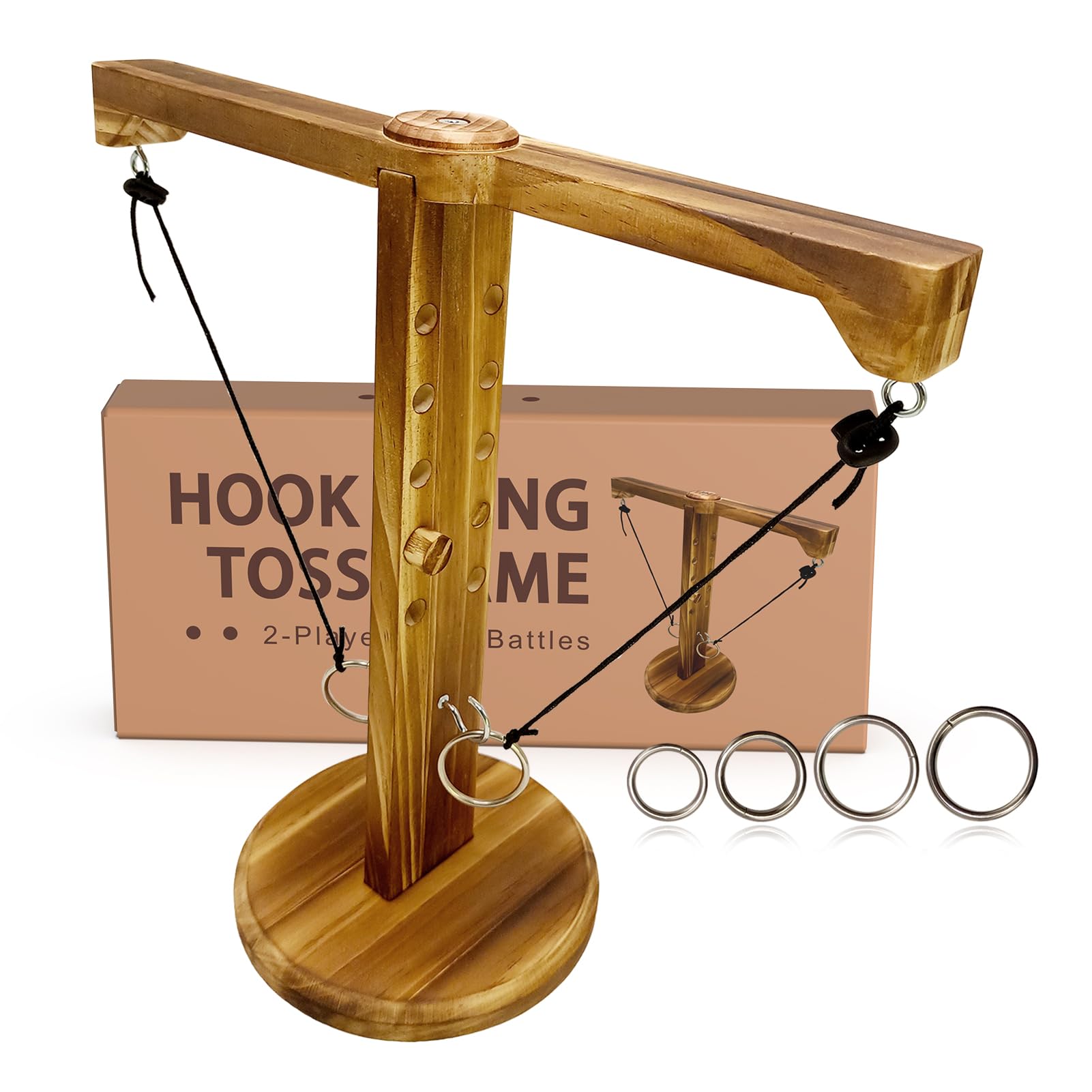 Boylxer Ring Toss Game for Adults, Wooden Hook and Ring Game, Outdoor Indoor Game, Table Top Games for Bars, Home, Party, Patio Decor Great Yard Games 11.81" X 13" Large Size
