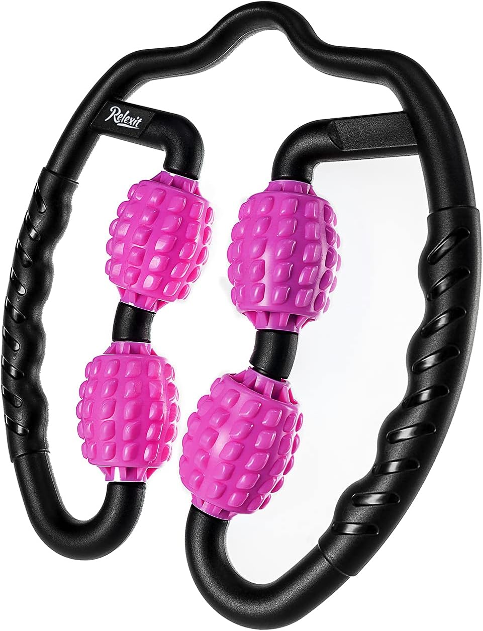Relexit® 360°3D Muscle Roller Massage Roller for Calves Leg Tight Neck and Tennis Elbow Hand Foam Roller for Physical Therapy & Exercise Deep Tissue Massage Tool for Relieve Soreness Stiffness Rose