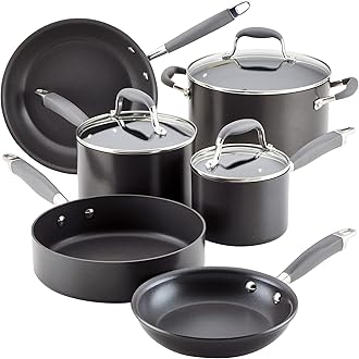 AnolonAdvanced Hard Anodized Nonstick Cookware / Pots and Pans Set, 9 Piece - Gray