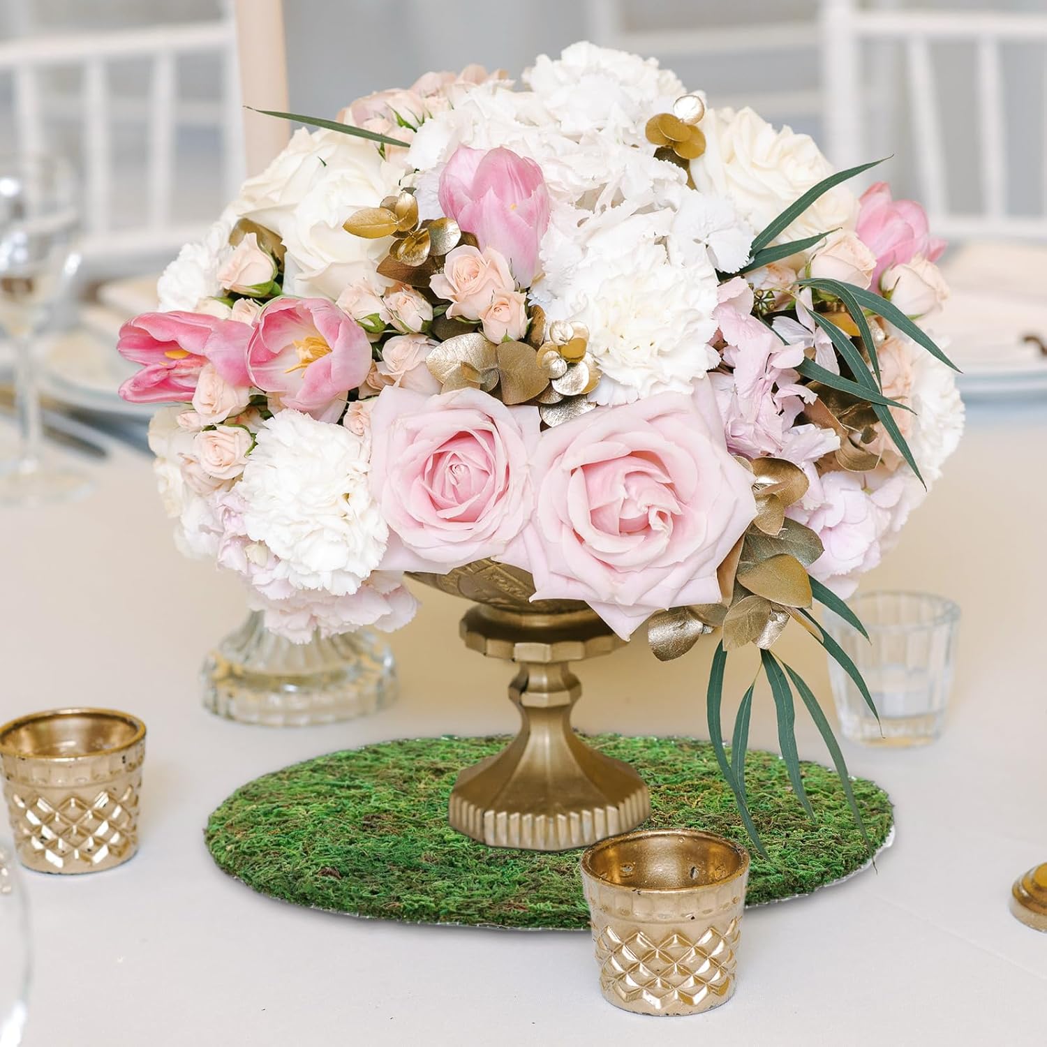 12 Pack Dried Preserved Moss Mats for Table Decoration, 10/12 Inch Round Green Moss Sheet for Wedding Party Birthday DIY Crafts Garden Plants Decor Home Christmas(12 Inch)