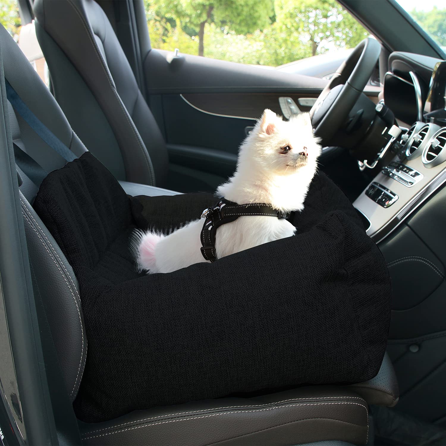 Dog Booster Seat for Small Medium Dogs Pet Car Seat Under 25lbs Storage Pocket Safety Leash Puppy Dog Car Seat Detachable and Washable Suitable for Most Cars Pet Booster Seat