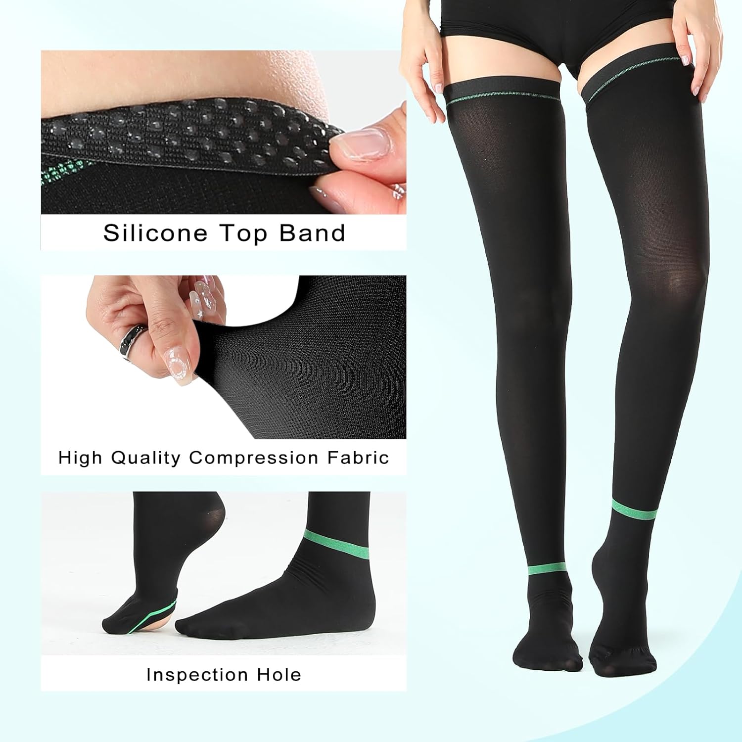 T.E.D.Anti Embolism Compression Stockings,15-20 mmHg Thigh High Knee High Ted Hose Medical Grade Support Socks with Inspect Toe Hole - Image 6