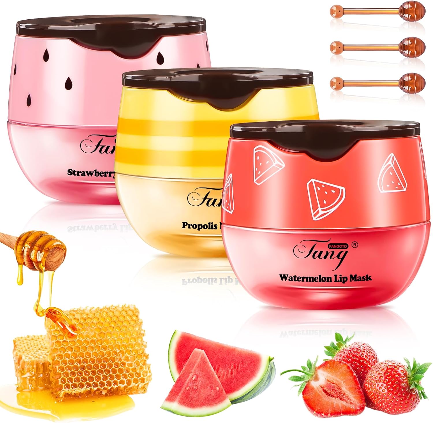 Bee Balm Lippenbalsem, 3 stuks, honing lipverzorging, lippenbalsem voor lipverzorging, lippenmasker voor‘s nachts,, slaapmasker voor lippen, natuurlijke bijen lippenbalm voor het verlichten van fijne