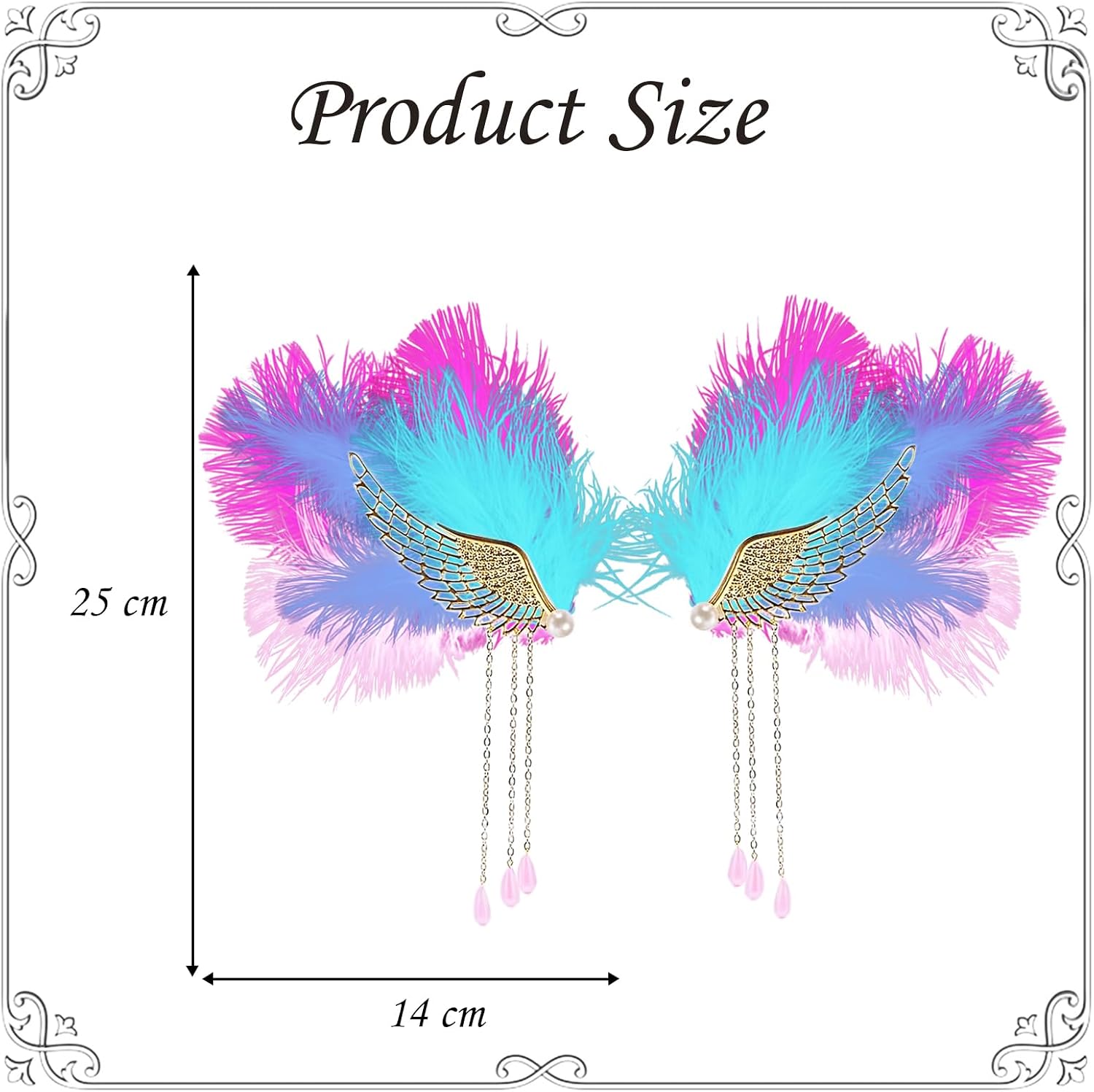 Angel Wings Feathers Tassel Hair Clips Angel Demon Hair Barrettes Ballet Headpiece Halloween Hair Accessory for Party