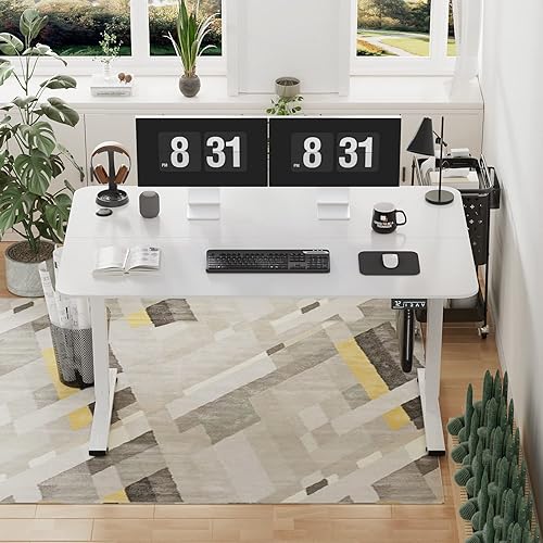 Miniatura 57 de YESHOMY Escritorio eléctrico de pie ajustable en altura, mesa de computadora de 48 pulgadas, estación de trabajo de oficina en casa, patas Pierna