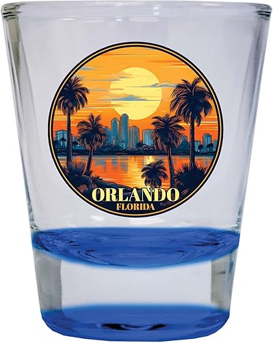 R and R Imports Orlando Florida B Souvenir - Vaso de chupito redondo de 1.5 onzas, color azul, paquete de 2