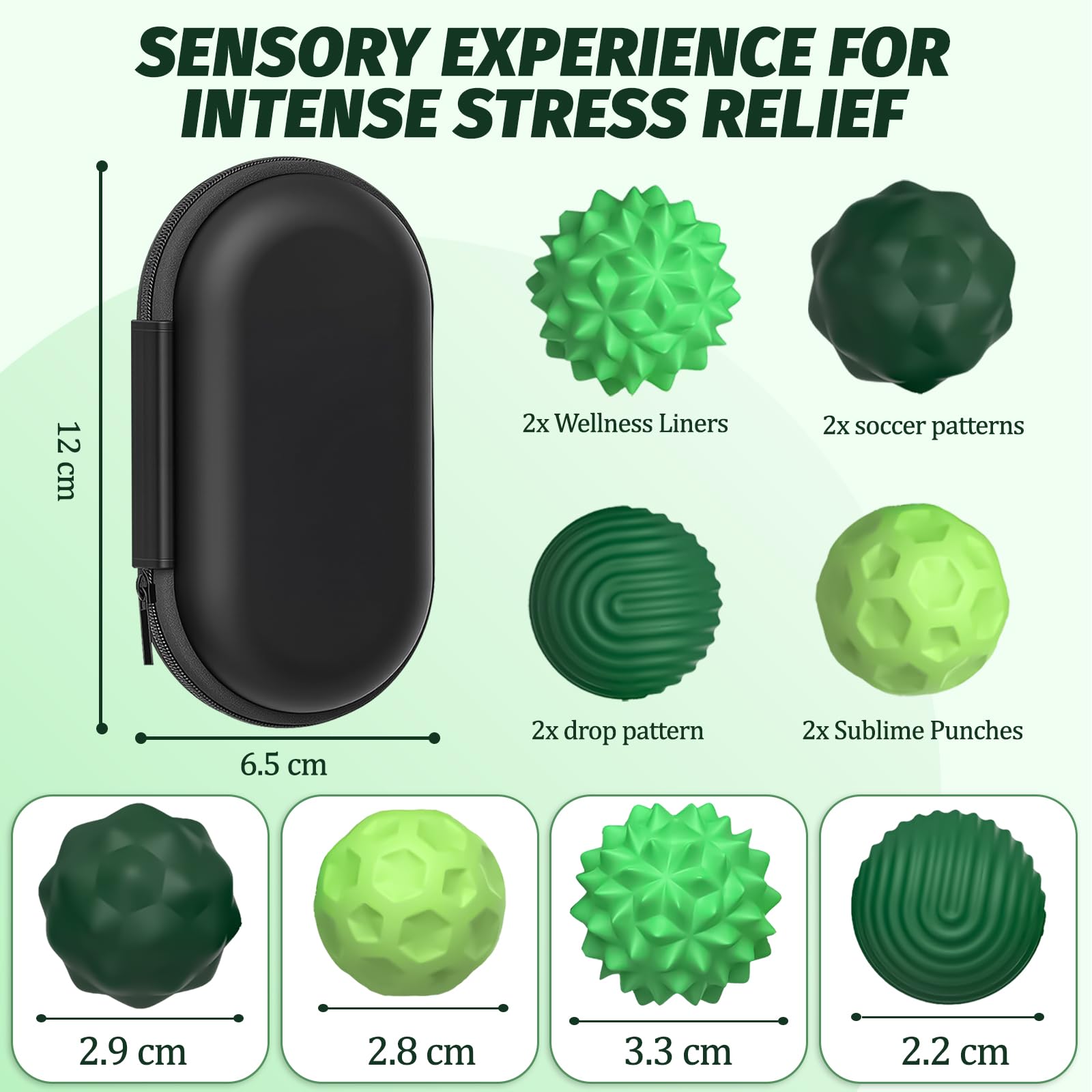8 Zestaw Magnetycznych Fidget Toys – 4 modele silikonowych kulek + pudełko do przechowywania – Antystresowe zabawki sensoryczne dla dzieci i dorosłych, pomoc w koncentracji i relaksie (Zielony)
