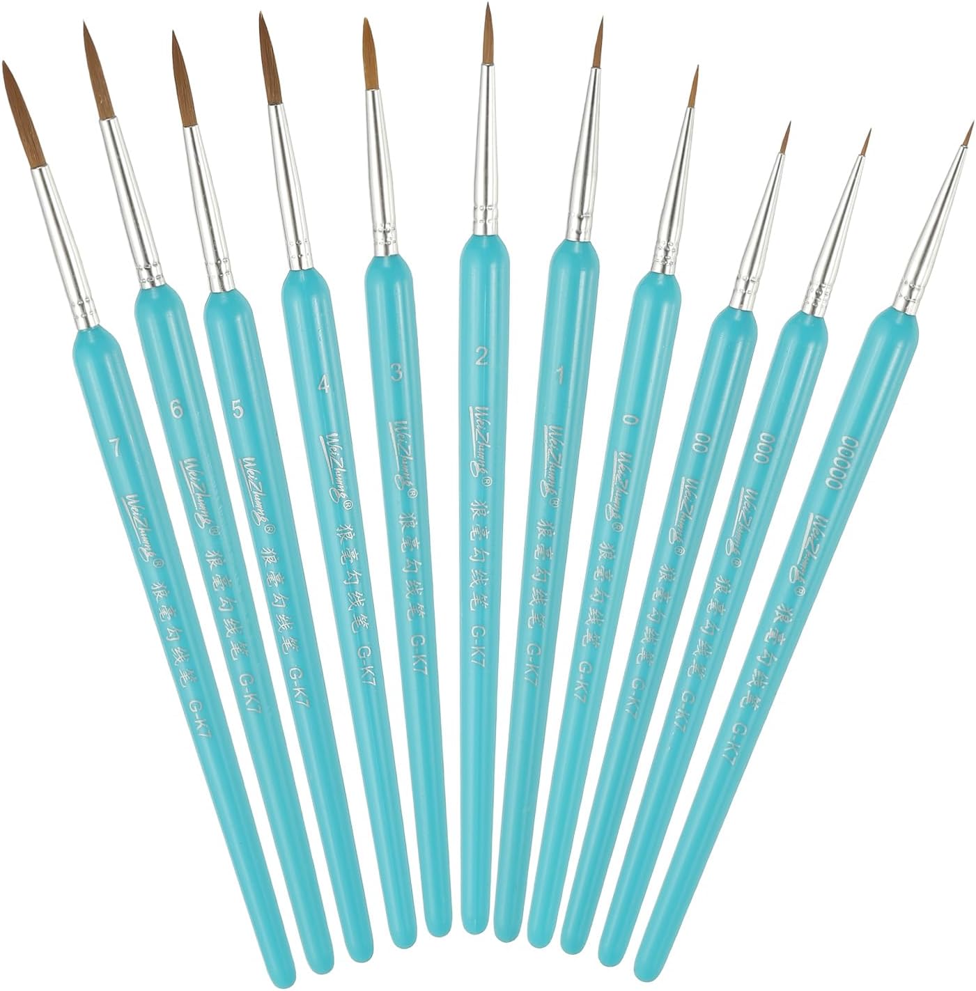 YOKIVE 11 Pcs Pointed Tip Paint Brushes Bulk, Detail Acrylic Painting Brush Small Miniature Paint Brushes Great for Oil Watercolor Face Canvas Professional Craft, (Ocean Blue)