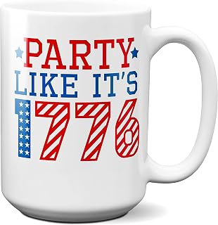 White Color 1776 Coffee Mug American Independence Day 4th July 15 oz Ceramic Tea Cup