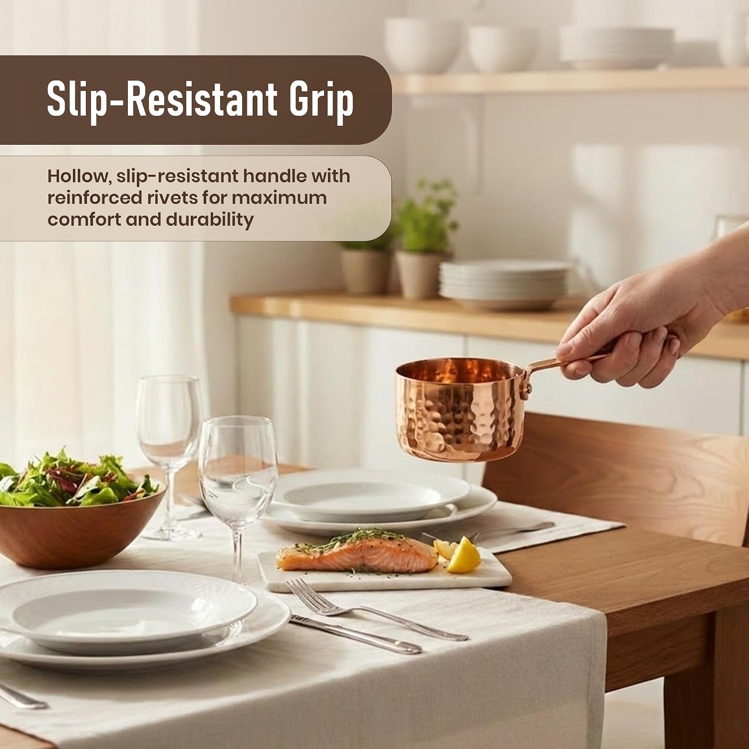 Stainless Steel Saucepan For Serving - Set of 2 | 9cm Each, Copper Finish