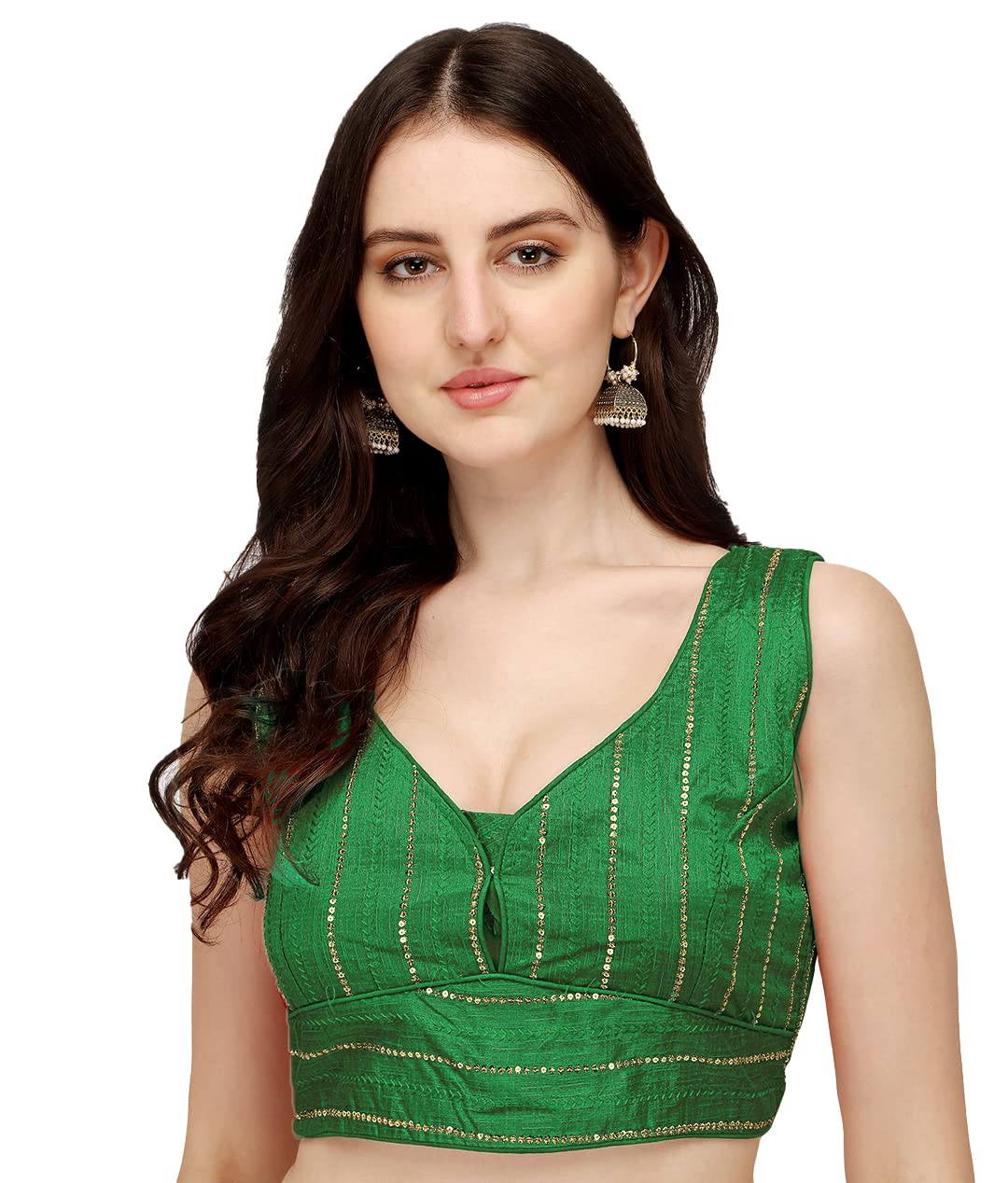 pujia mills Phantom Silk Sequin Work Sleeveless Blouse with Heavy Tassels-picture-30
