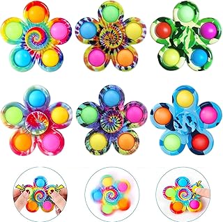 6 Pack Fidget Spinners, Pop Fidget Spinners for Party Favors, Simple Popper Fidget Spinners Finger Spinner for ADHD Anxiety