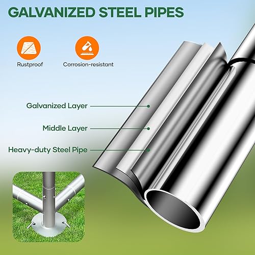 Miniatura 7 de Gallinero grande de metal para patio, gallinero de 20 x 10 x 6.56 pies con cubierta para galinas, jaula de pollo resistente, puerta con cerradura