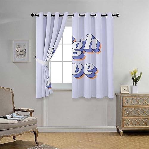 Miniatura 3 de Cortinas De Cocina Modernas High Five Text Grommet Short Blackout Curtain for Door Acoustic Blanket 85Inch Width by 108Inch Length,2 Panels