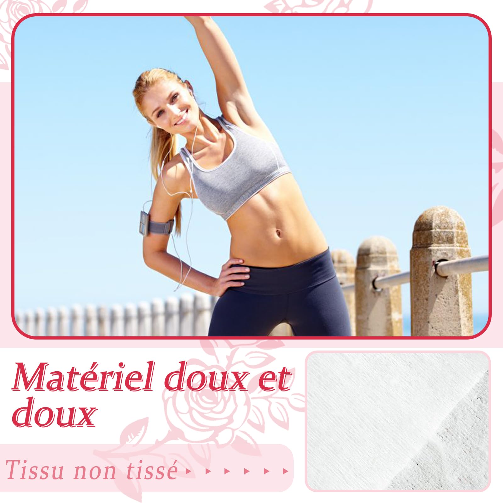 Krishome 50 pezzi rosa profumo di salviette deodorante e salviette per il corpo avvolgono individualmente le ascelle e viaggio per la pelle pulita per gli adolescenti (50)