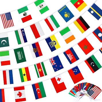 MARFOREVER 50 Countries String Flag, 52.5 Ft International Flags Bunting Banner World Flag Pennant Banner for World Cup 2026 Sports Events Grand Opening School Classroom Multicultural Party Decoration