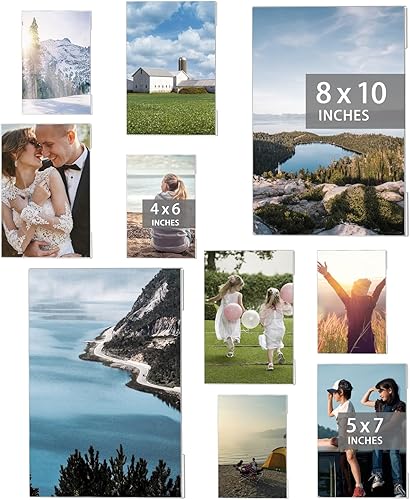 Miniatura 1 de Portarretratos de acrílico, paquete de 10 marcos de fotos transparentes para collage con dos marcos de fotos de 8 x 10 pulgadas, cuatro de 5 x 7