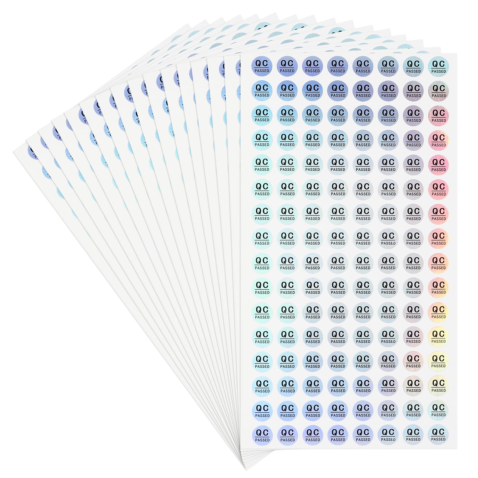 PATIKIL 2048Pcs QC Pass Stickers, 0.4 Inch Adhesive Inventory Quality Control Stickers Round QC Approval Labels, Laser