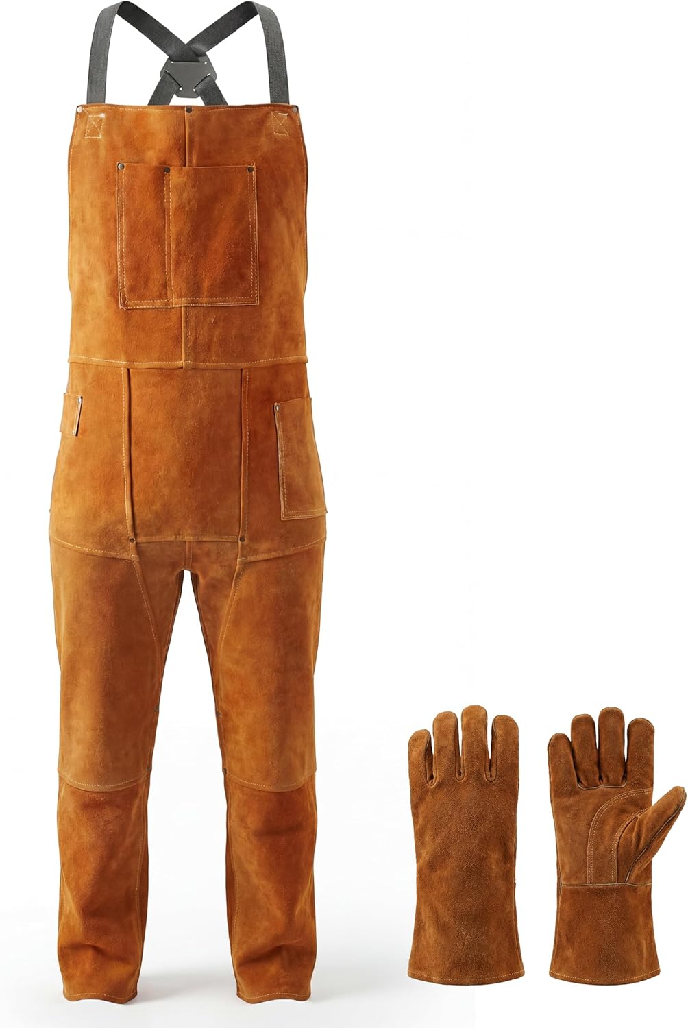 ANTAITHER Leather Welding Apron Split Leg, Heavy Duty Work Pants, Blacksmith Chaps