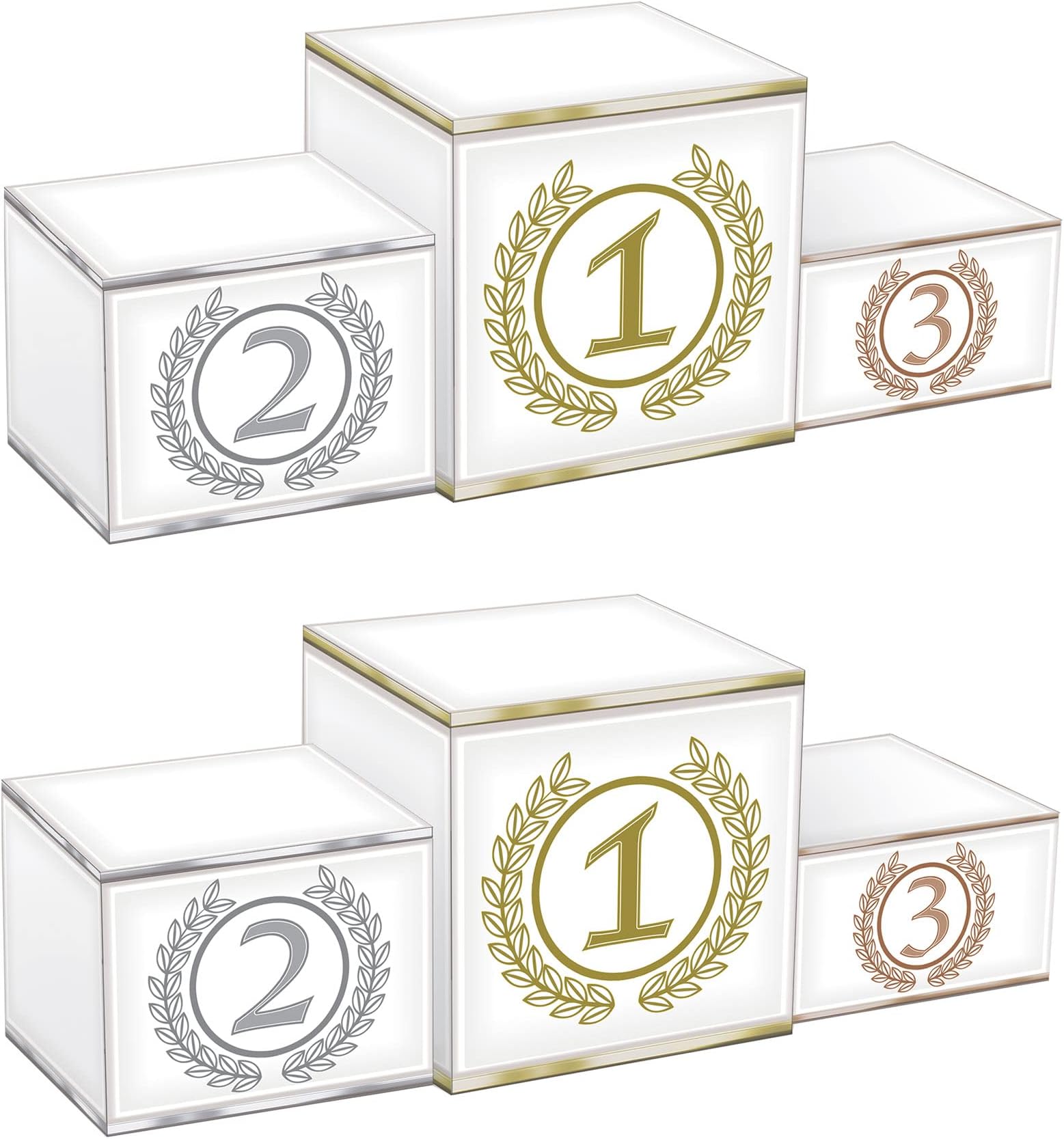 Beistle 3-D Podium Centerpieces – 2 Pack Tiered Awards Podium Display Decorations for Victory Tables, International Tournaments, Achievement Celebrations, Banquets, Ceremonies and Events, 5" x 14"