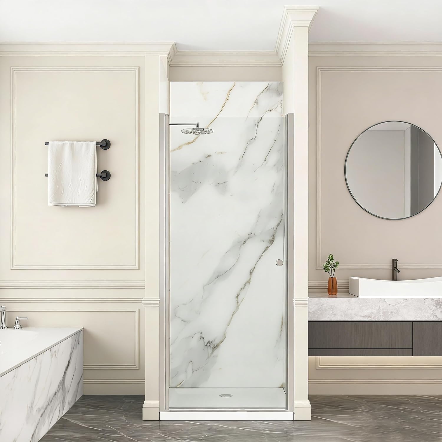 Pivot Shower Door,24-26" W x 72" H Frameless Shower Door, 1/4" (6 mm) in Thick Clear Tempered Glass, Brushed Nickel Finish, Reversible Glass Shower Door