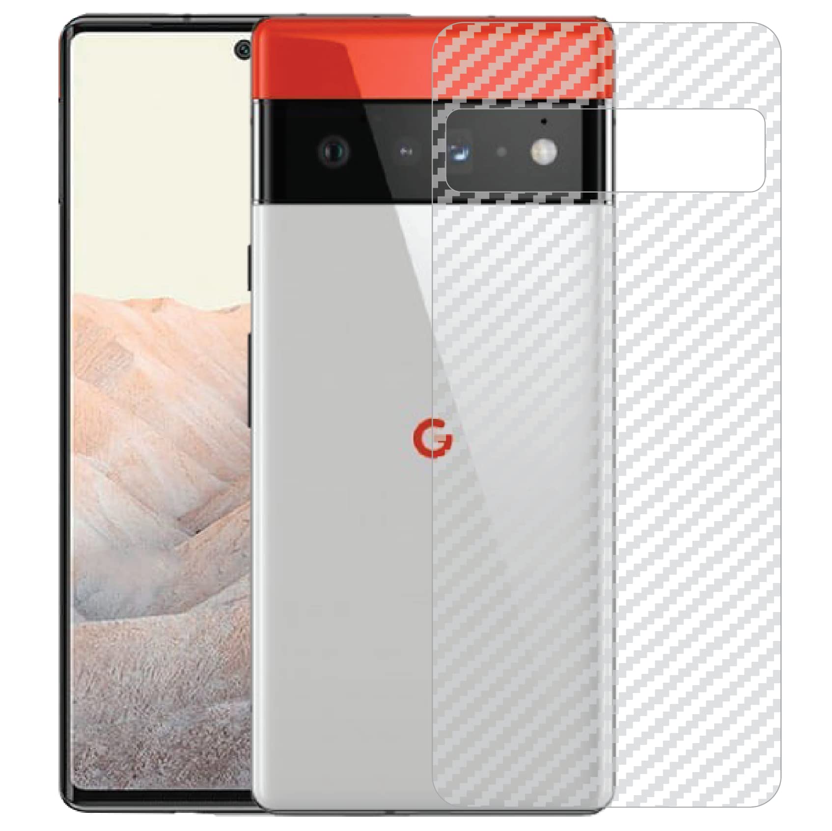 EonoCompatible with Pack of 3 - Google Pixel 6 Back Screen Protective Film Carbon Fiber Skin Transparent Screen Guard Sticker
