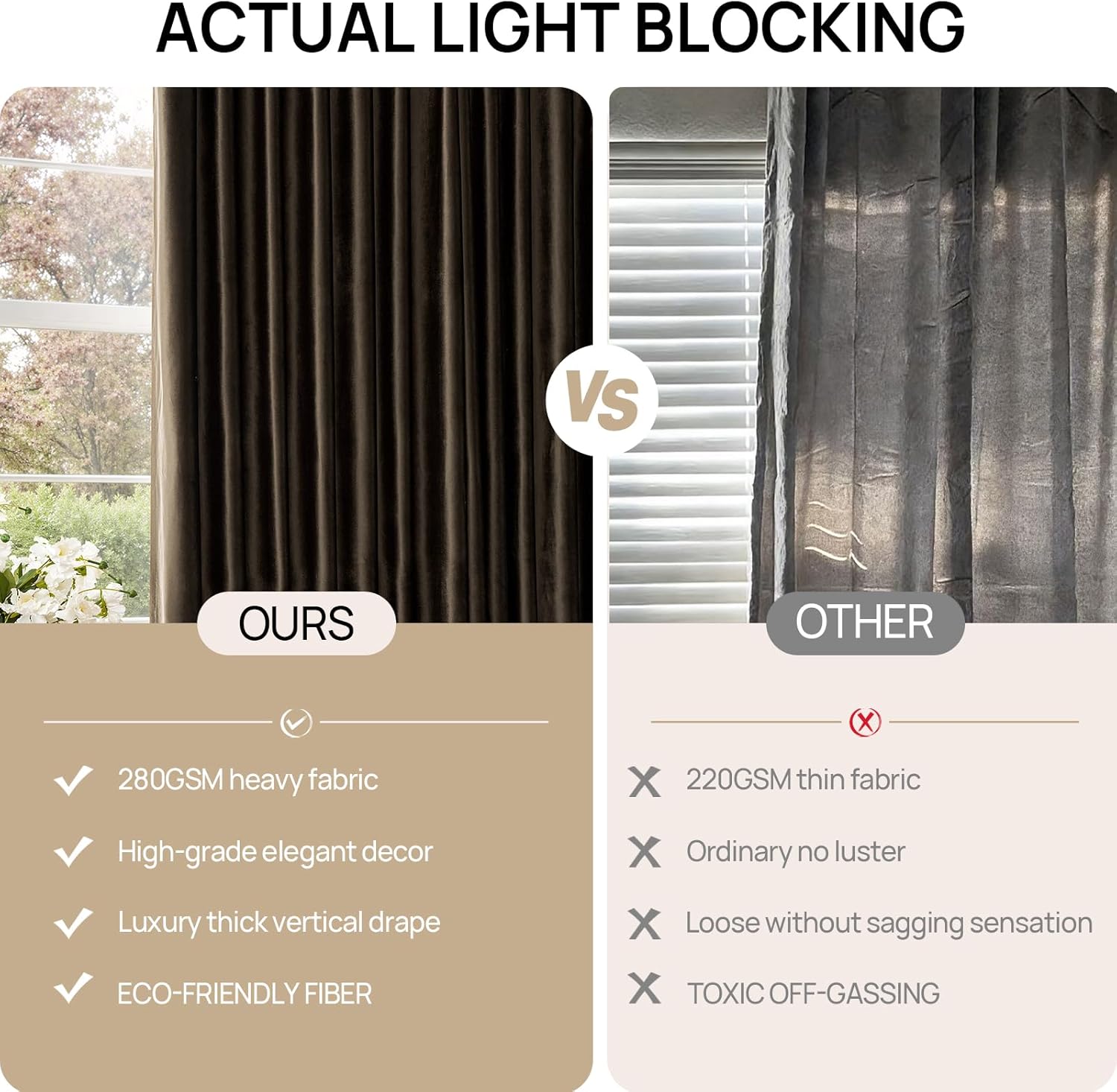 Brown Velvet Pinch Pleated Curtains: Living Room 96 Inches Long 2 Panels Set Luxury Darkening Thermal Insulated Drape with Hooks- Elegant Soundproof Noise Reducing Back Tab Window Curtain for Bedroom