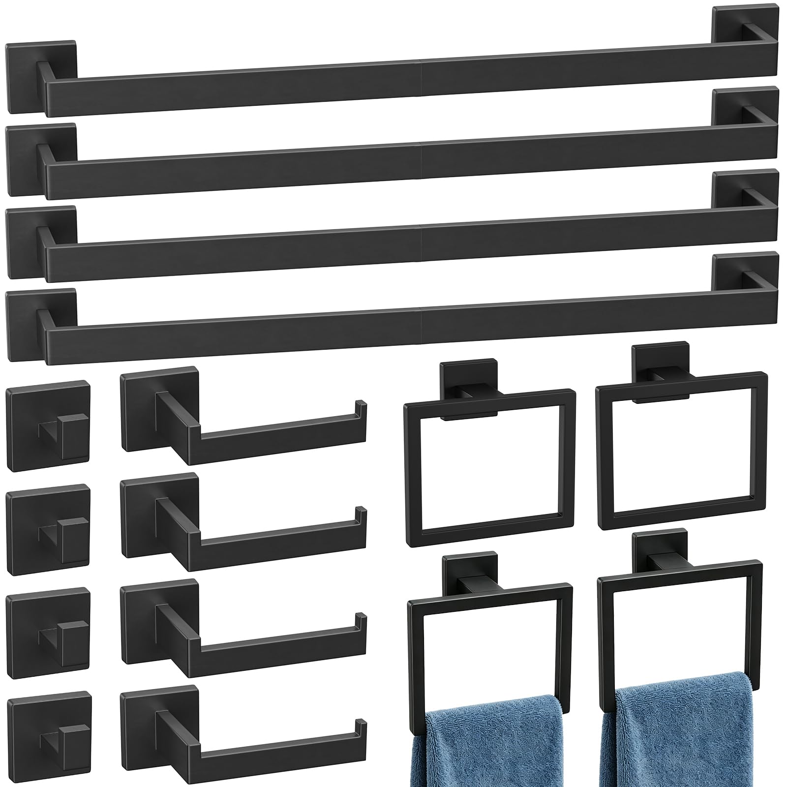 Luxbaro 24 Inch Matte Black Towel Bar, Square Base, Total Length 26-Inch — Amazon image 9