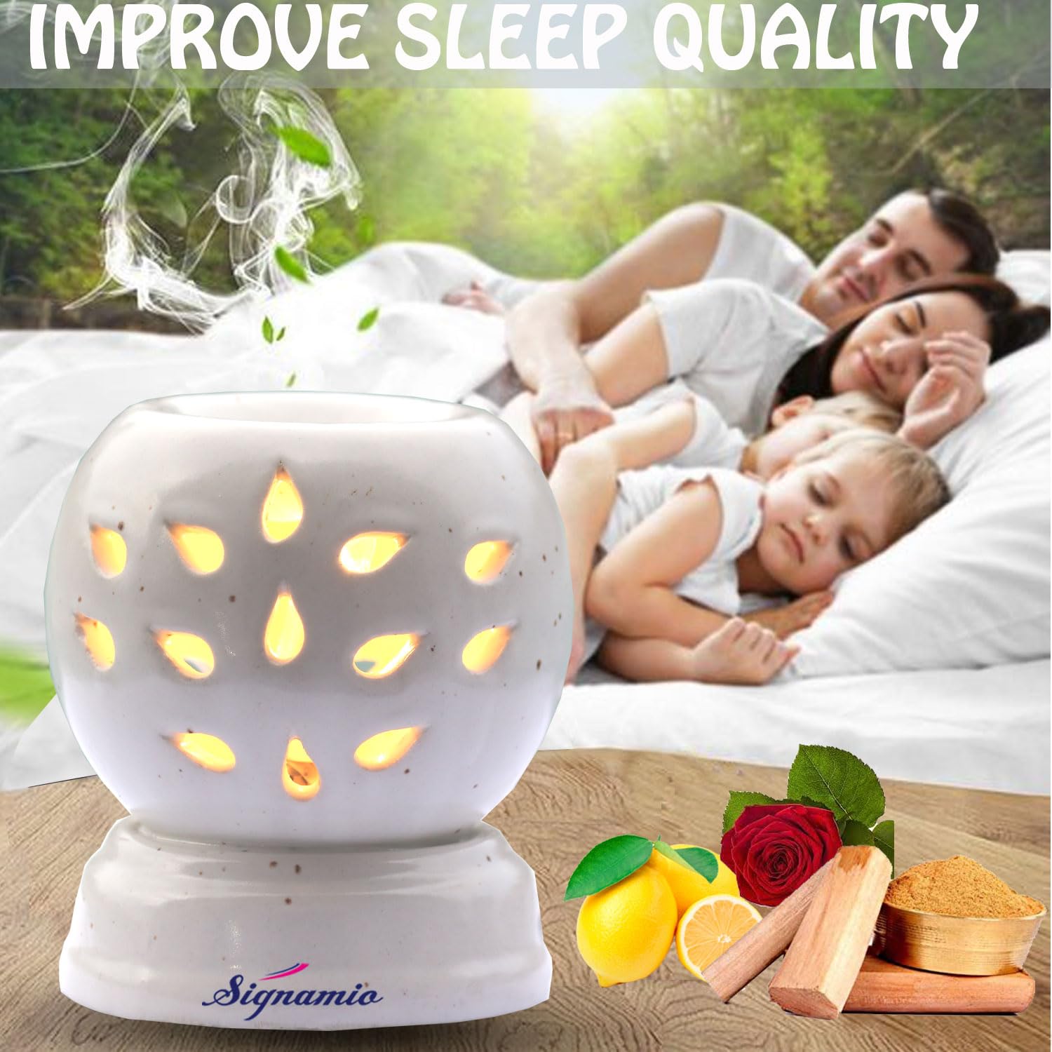 SIGNAMIO Aroma Burner Diffuser with 3 Oils (Rose/Lemon/Sandal) - DN-17 4