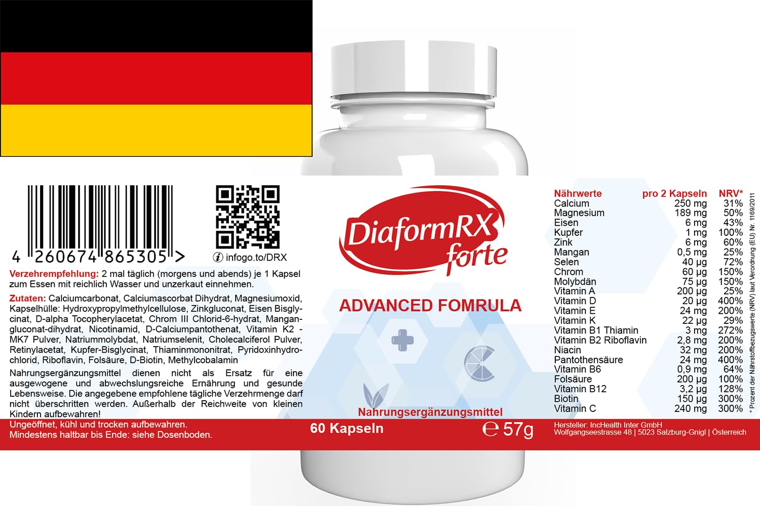 Diaform RX Forte – 300 capsule (5 x 60 capsule), confezione da 5