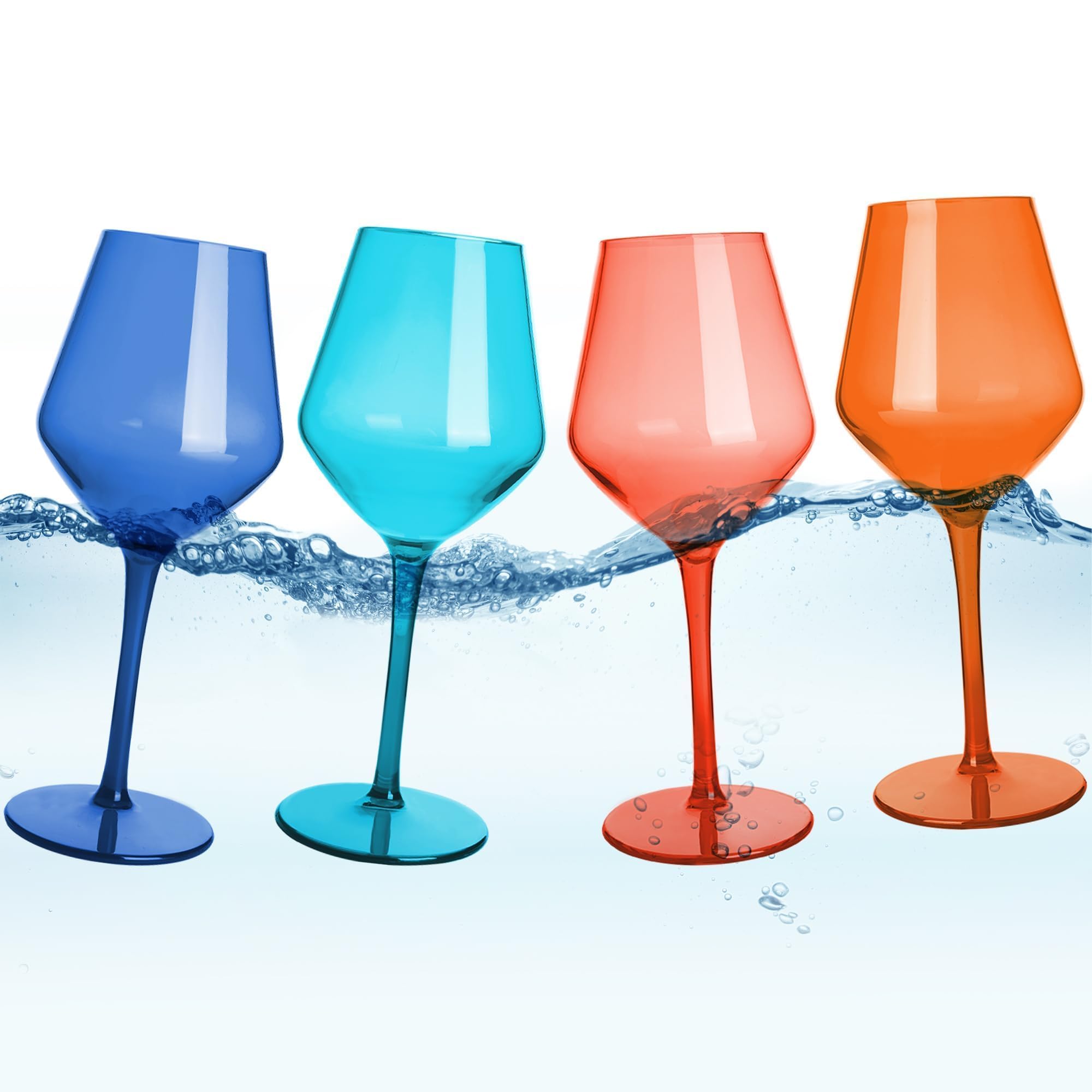 Bicchieri Da Vino Galleggianti Infrangibili Per Piscina - Set di 6 440 Ml - Bicchieri Da Vino Rossi A Stelo Lungo Per Piscina - Colorato