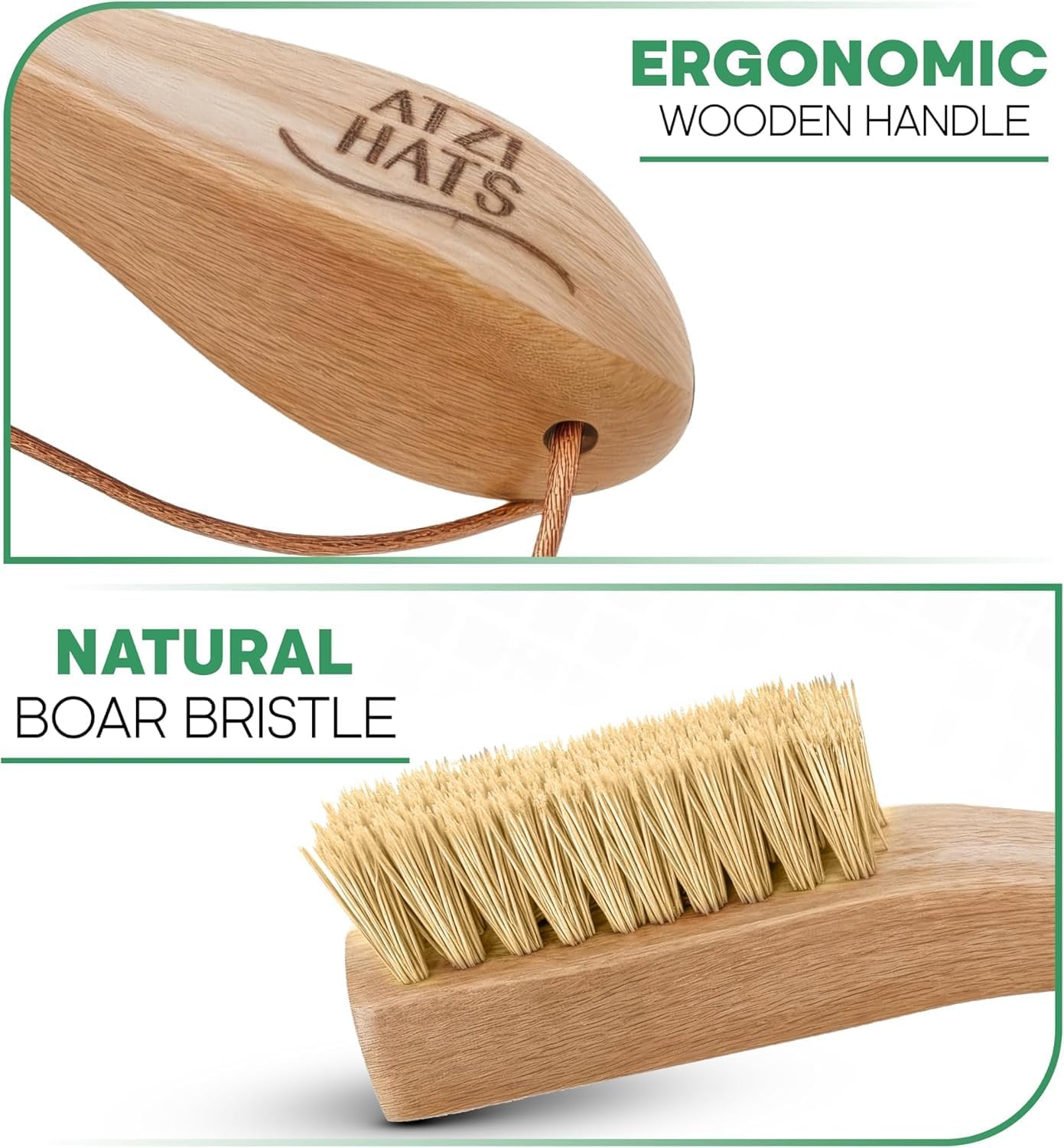 Laundry Stain Remover Clothes Brush Set of 2 Natural Soft Boar Bristle White & Black for Scrubbing Out Tough Stains on Delicate Fabrics, Knits, Cotton, Linens, Small Brush - Image 3