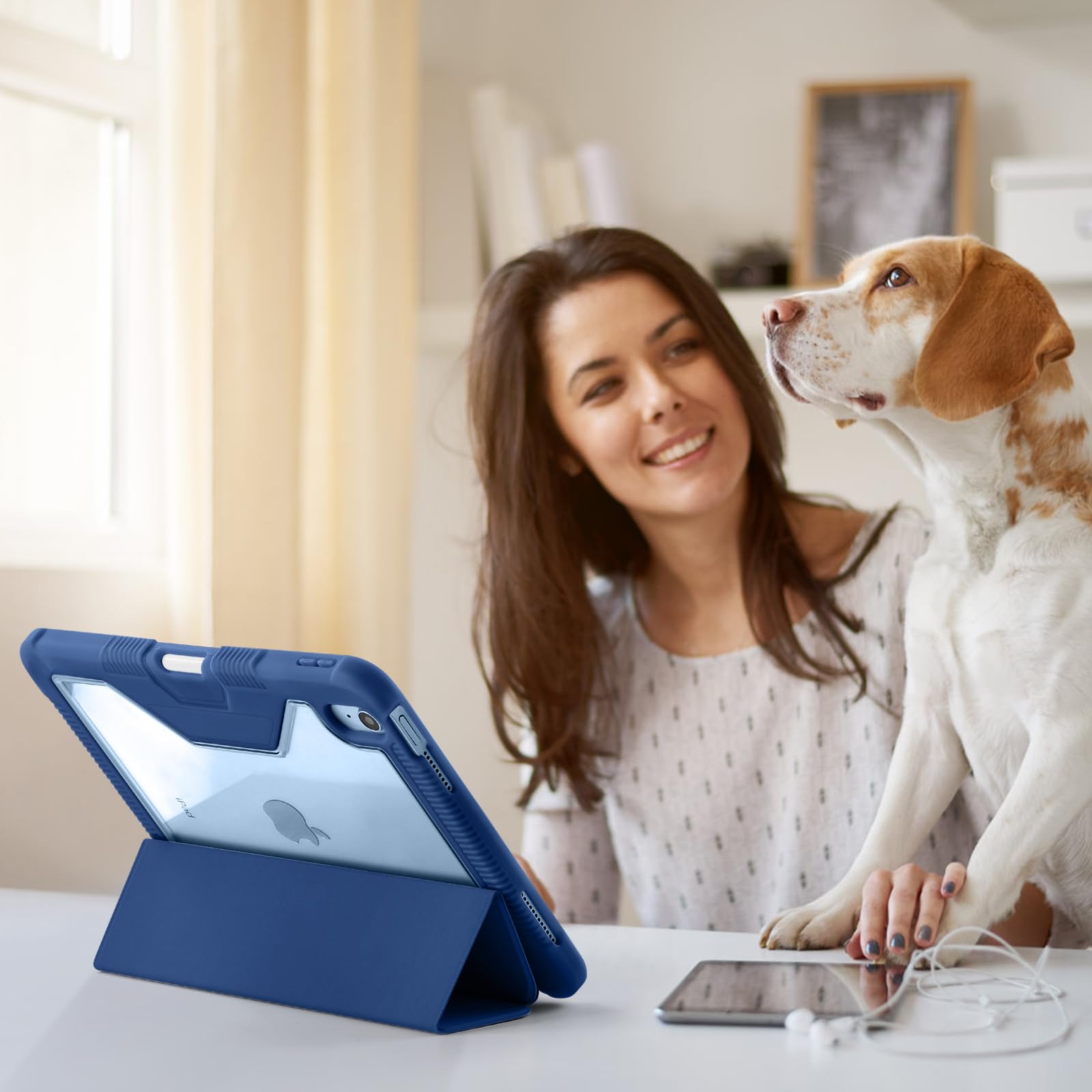 Mastten IPad Case For 11th/10th Gen 11/10.9 Inch - Clear Back Trifold Stand Cover With Pencil Holder