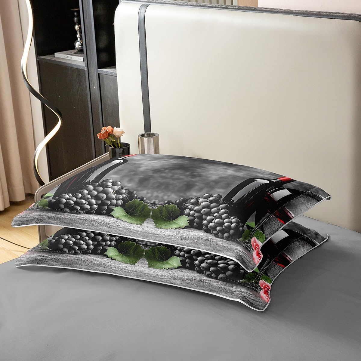 Homewish Rocznica 100% bawełniany zestaw pościeli, kieliszki do wina poszewka na kołdrę super king dla dzieci nastolatków dorosłych, kobiety para kochanka poszewka na kołdrę, winogrona zestaw łóżek z