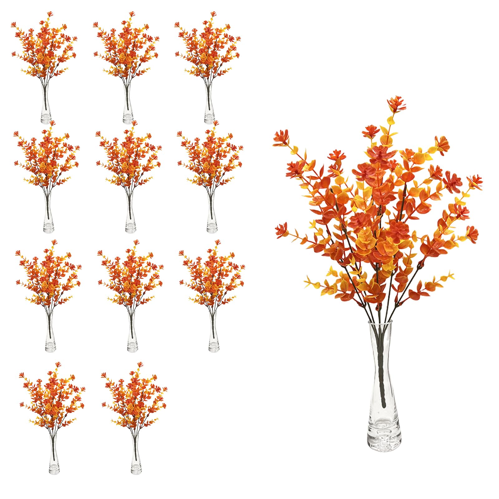 HZBB 12Pcs Artificial Stems 37cm Artificial Branch Plant Brach Thanksgiving Plant Decoration Leaves