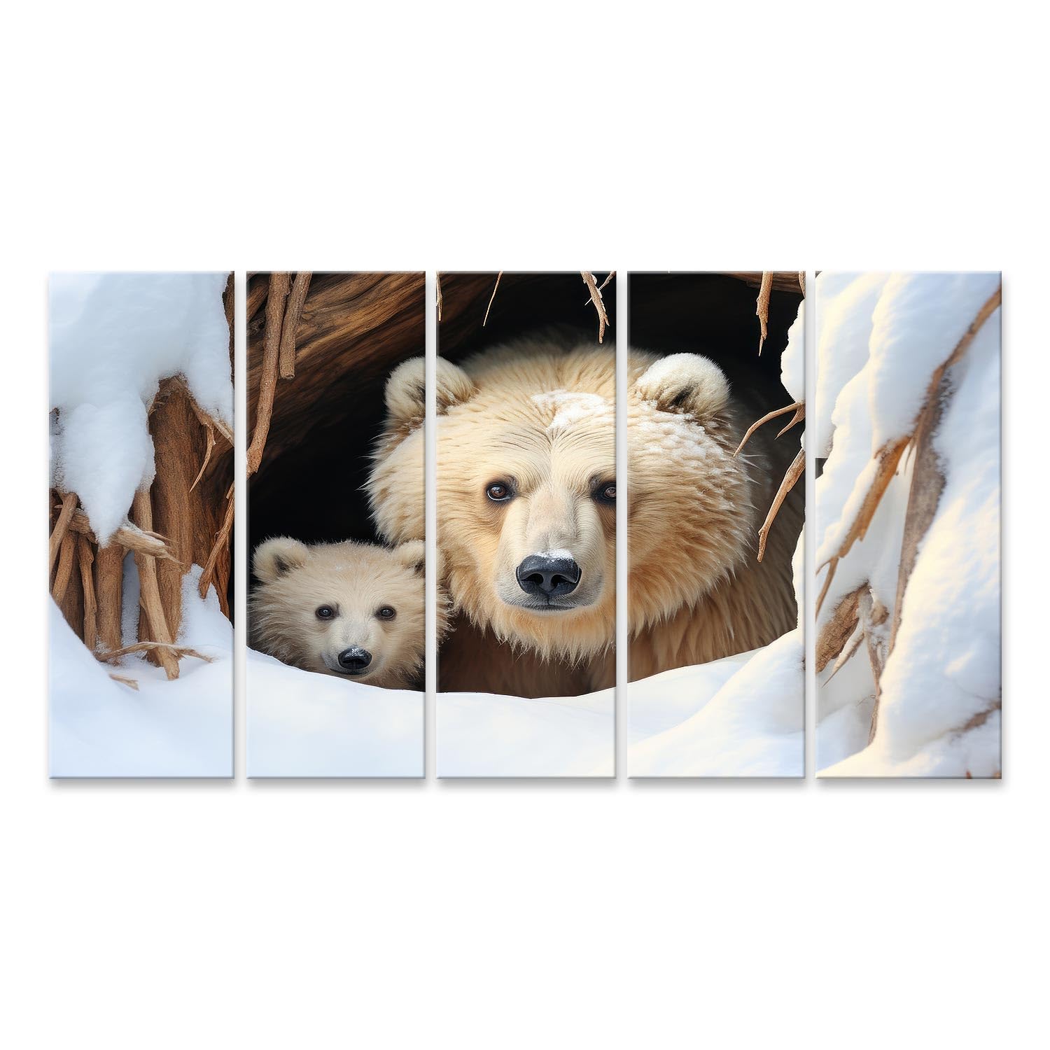 Tableau sur toile ours dans une foret d hiver decoration murale