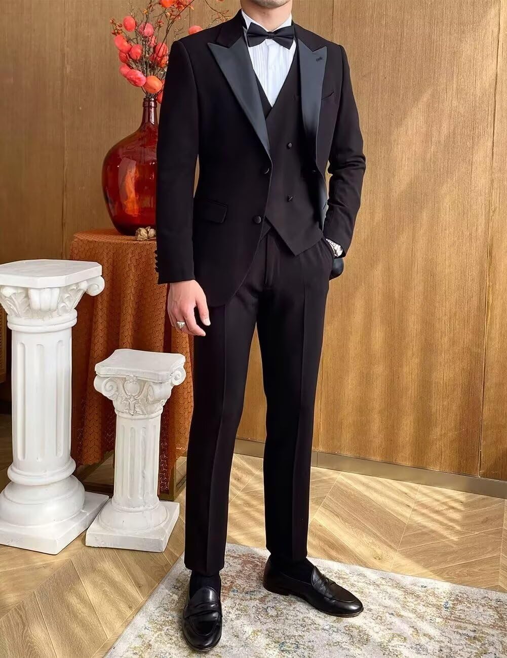 Men's Tuxedo Suit Slim Fit 3 Piece Wedding Suits for Men Two Button Formal Prom Party Dinner Blazer