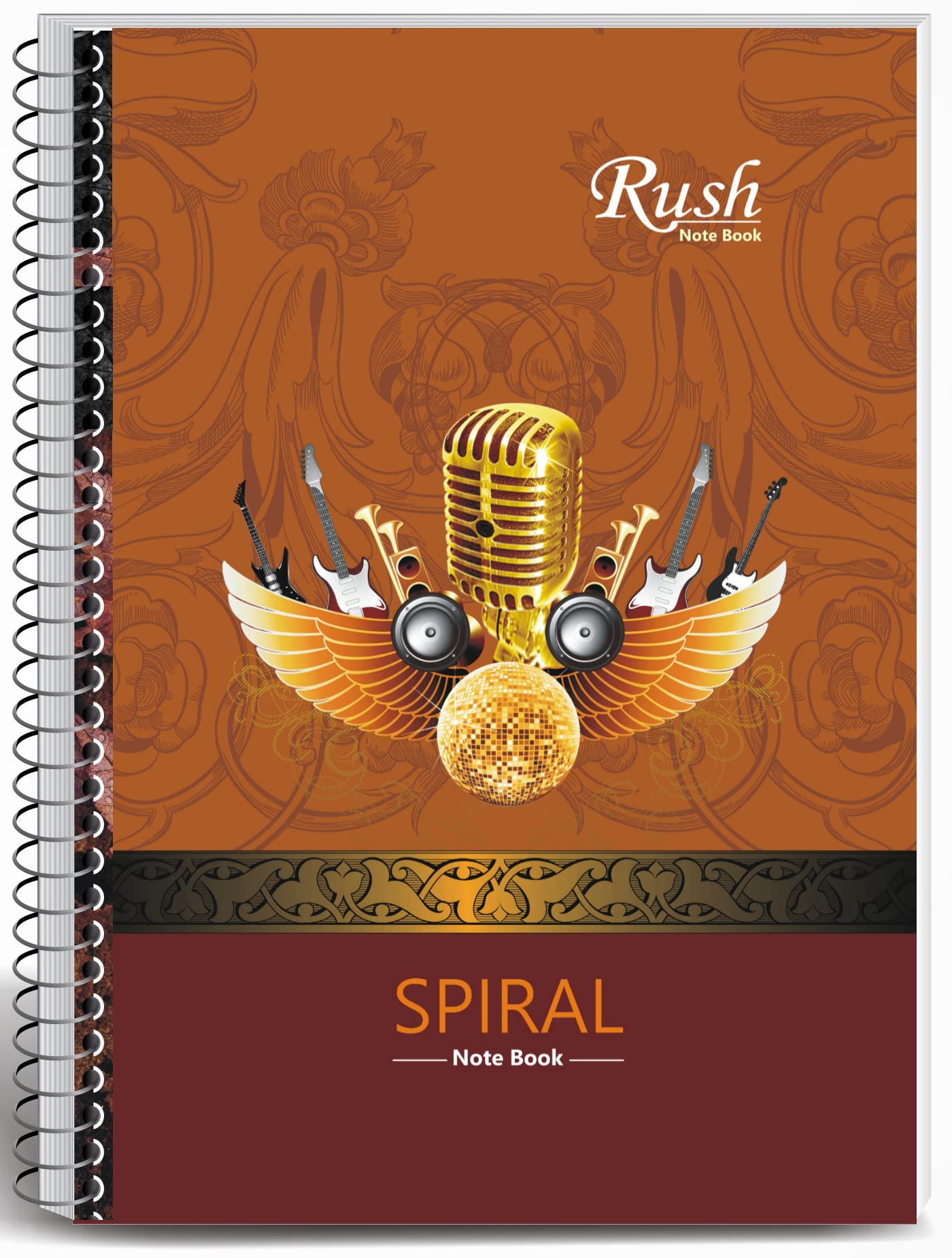 RUSH NOTE BOOKS Lot de 3 cahiers à spirales lignés format A4 300 pages | Carnet de notes à spirale ligné 300 pages | Registre