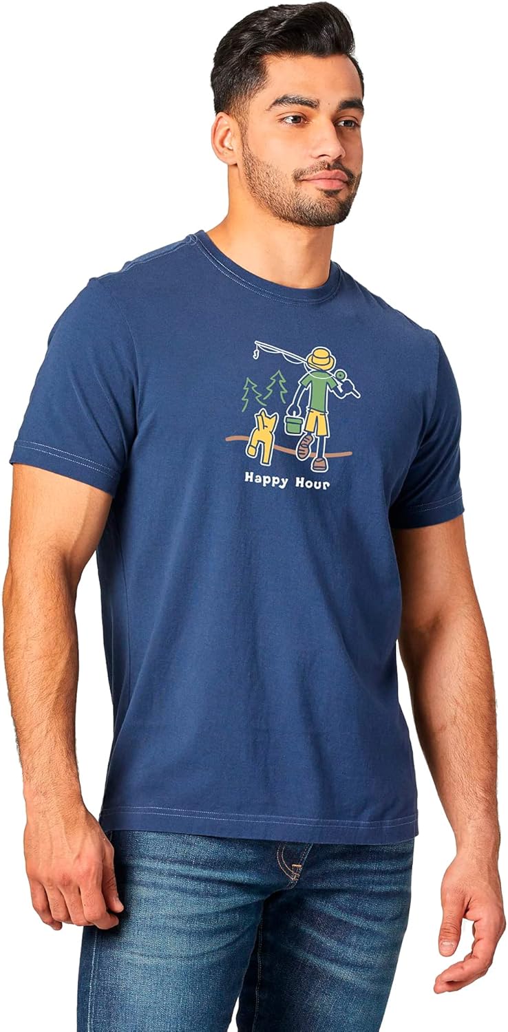 Life is Good Men's Crusher Tee Shirt, Short Sleeve Cotton Graphic T-Shirts, Happy Hour Fish - Image 2