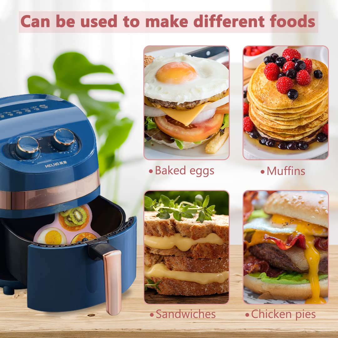 Basilico® Set 4 Stampi In Silicone Per Friggitrice Ad Aria Calda E Forno - Muffin, Uova, Antiaderente, Resistenti 230°C, Lavabili In Lavastoviglie, H5cm Ø8cm, 2 Rossi E 2 Neri