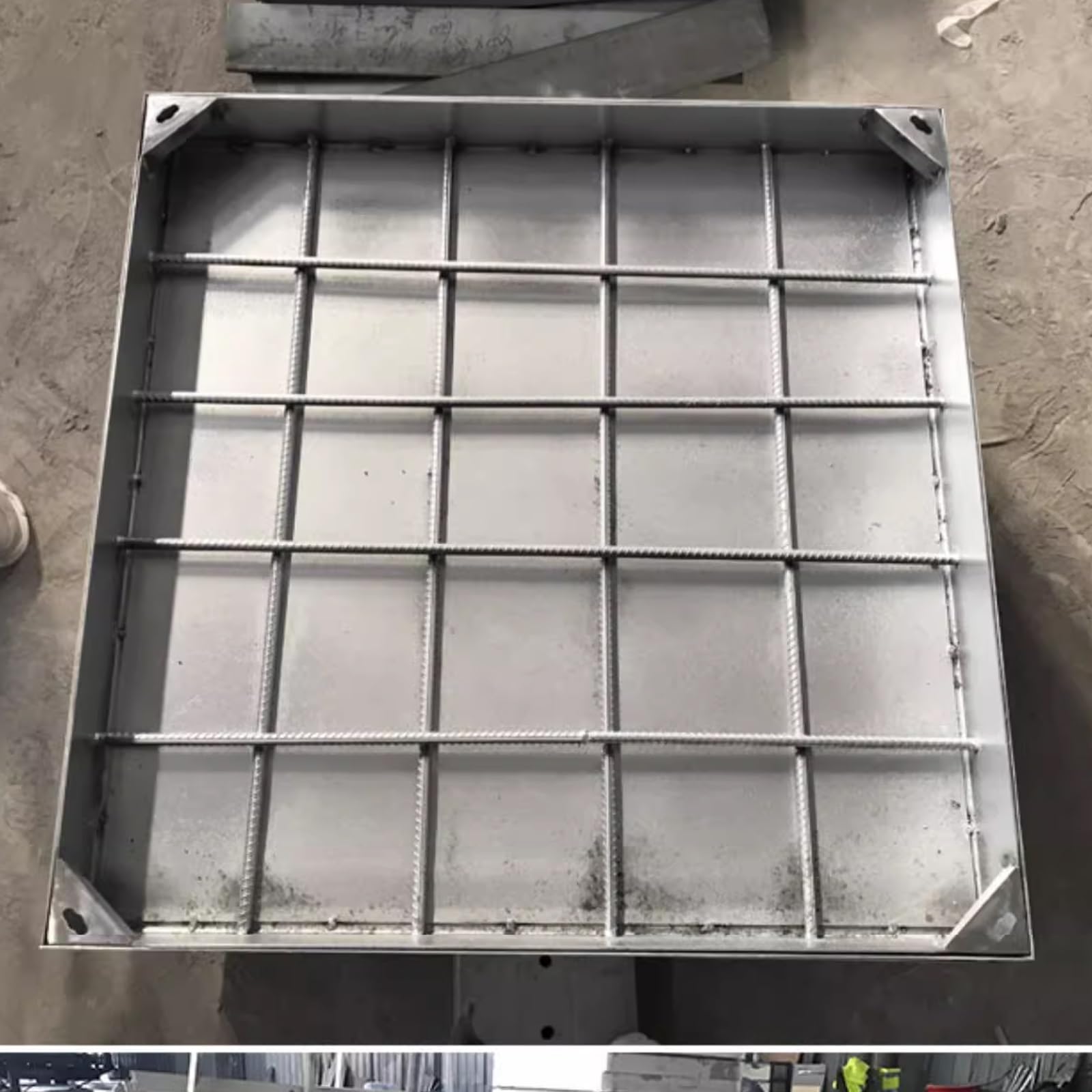 inless stalowa niewidoczna osłona włazu i e, kwadratowa pokrywa szamba z podstawą na podjazd, patio, do ogrodu (70 x 70 x 5 cm) - wodoodporna, ciężka konstrukcja