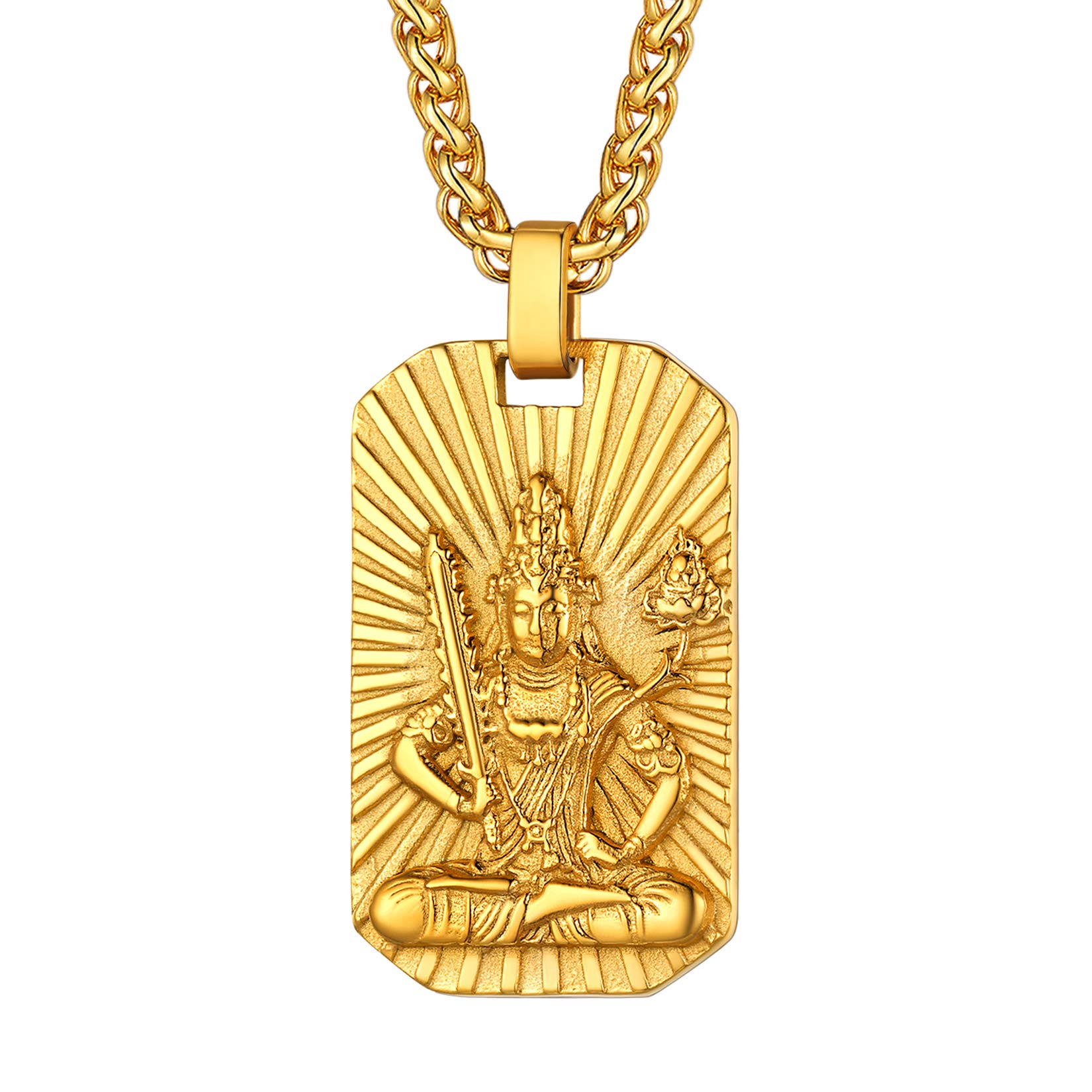 U7Gold Plated Buddhist Necklace, Buddhism Jewellery for Women Men, 22-24 inch Adjustable, Engraved Available, Come Gift Box