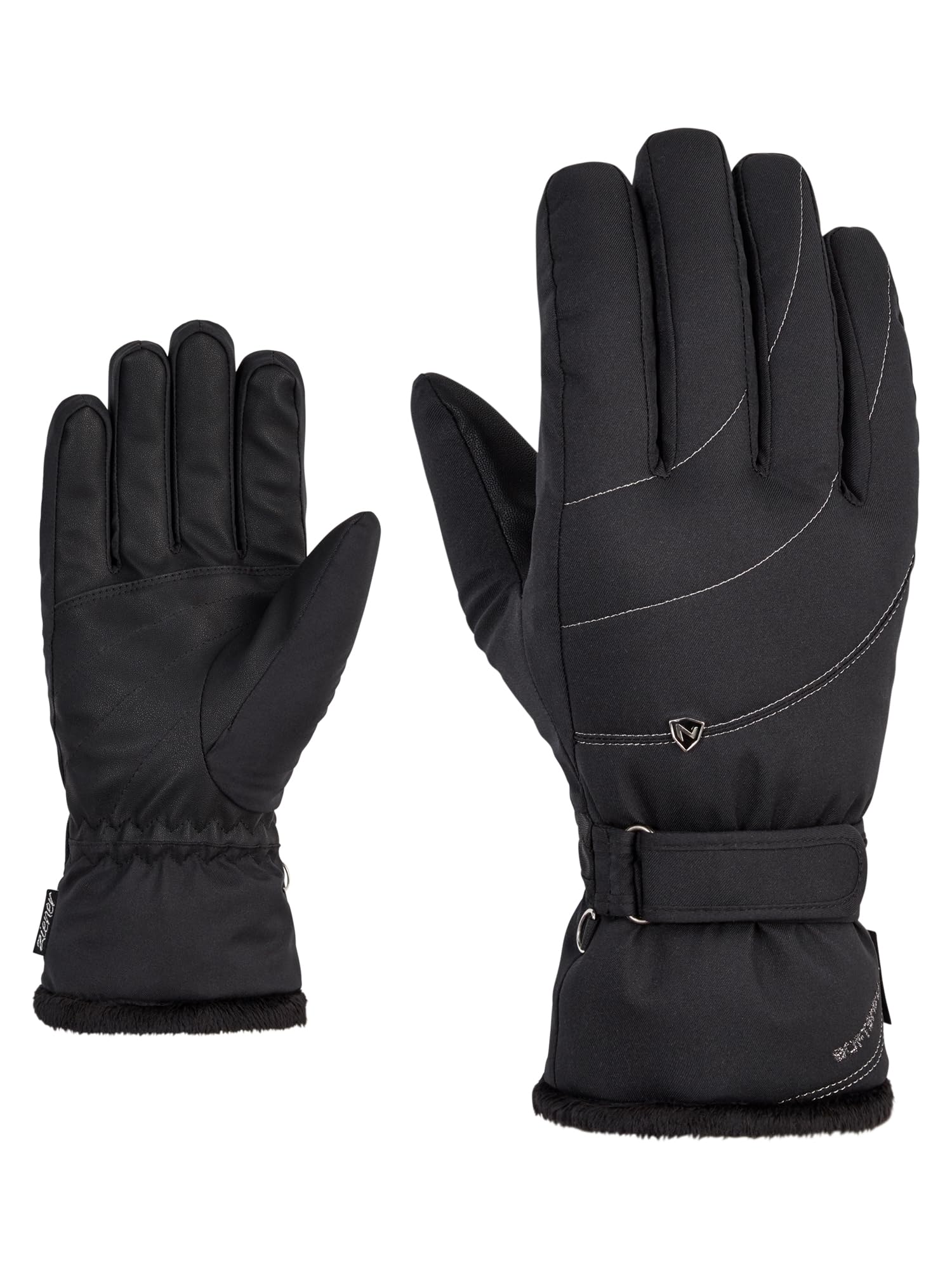 Ziener Women's KAHLI Ski Gloves/Winter Sports | Primaloft Plush Lining Black 7.5