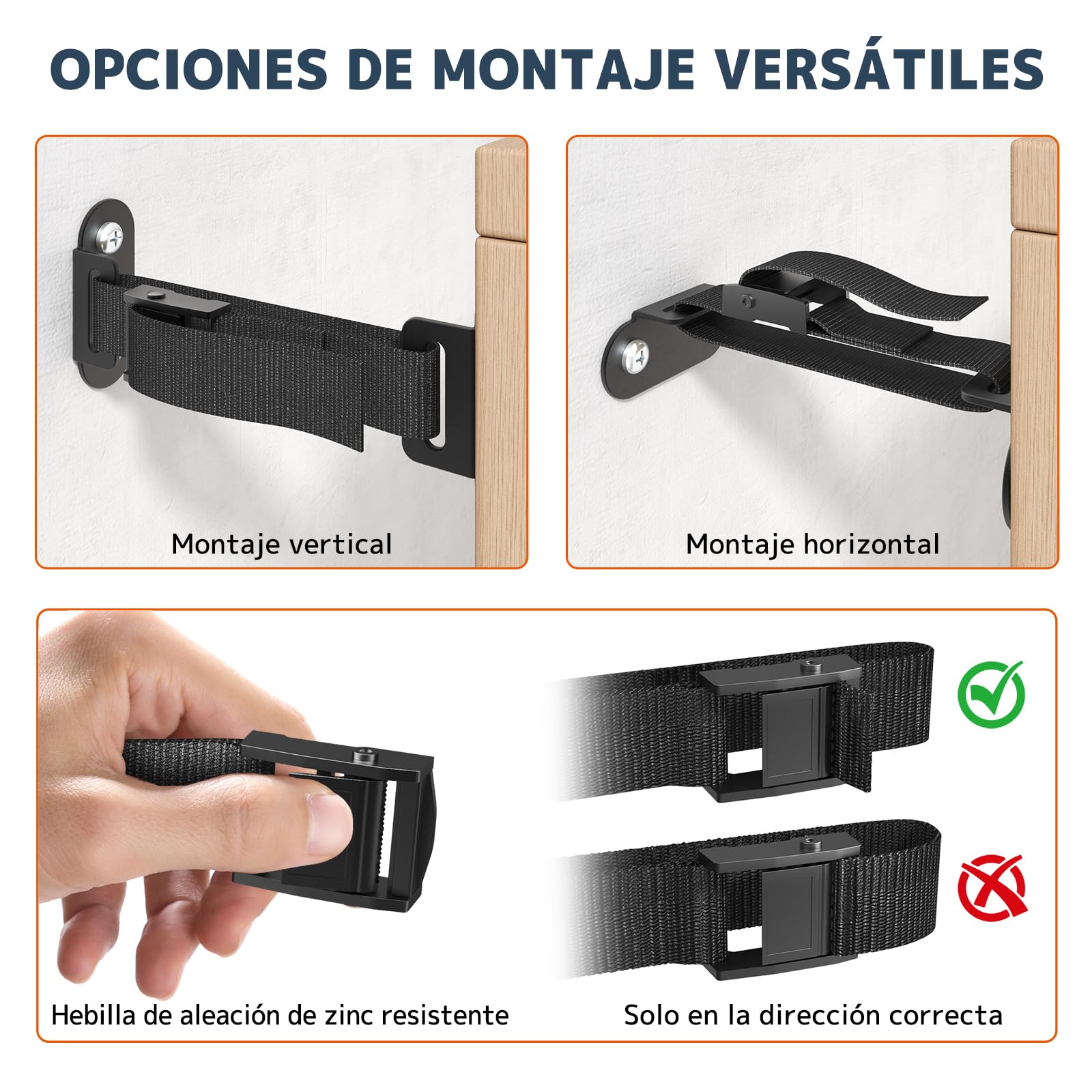 Correas Antivuelco Muebles 4 Juegos,Capacidad 226kg Anclajes de Pared Antisísmicos para Seguridad Bebé&Mascotas,Correas de Seguridad Ajustables con Hebillas Metálicas Estables para Soporte Estanterías